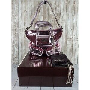 COACH 13821 Poppy Sequin Spotlight Pink Shoulder Bag Tote Special Edition Purse